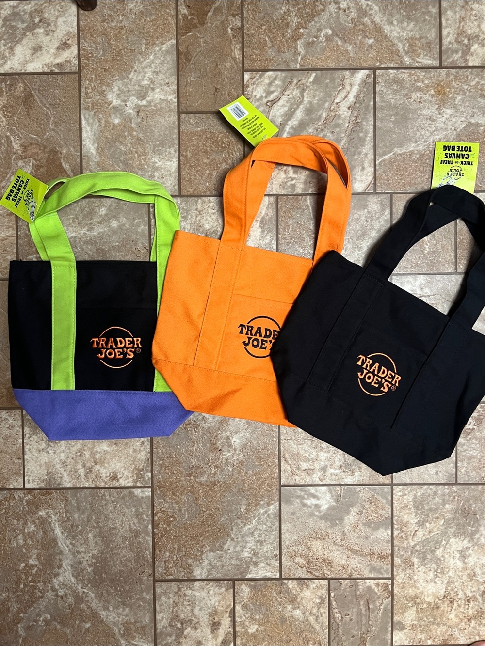 Trader Joe's Canvas Tote Bags - Seasonal - set of 3🎃👻